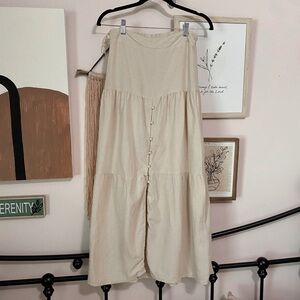 Cream Button-Front Skirt